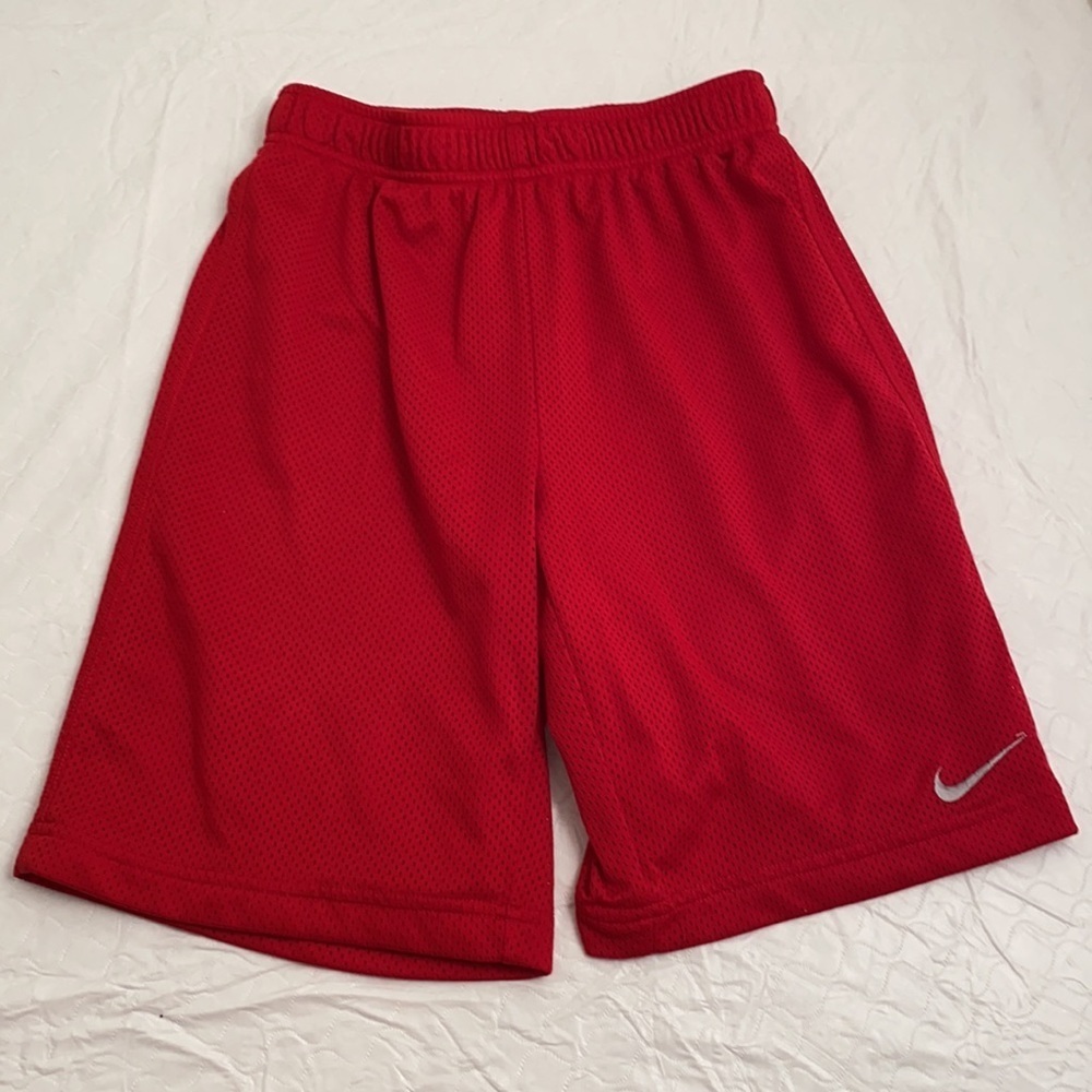 Nike red mesh athletic shorts M